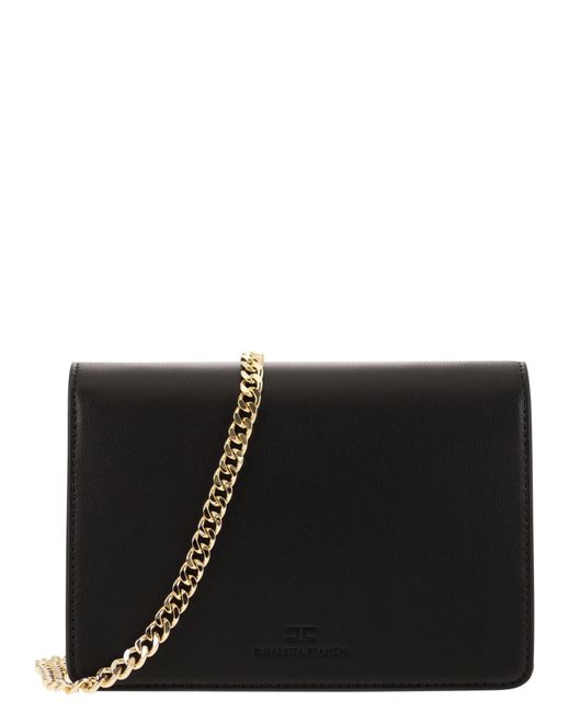 Bolsa de hombro franquici de Elisabetta con logotipo giratorio de oro Elisabetta Franchi de color Black