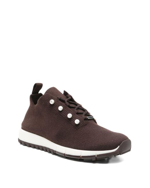 Jimmy Choo Brown Veles Pearl Embellished Sneakers
