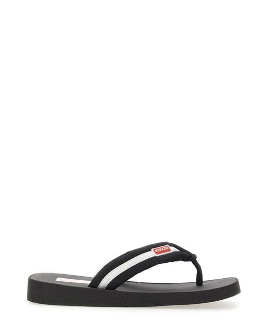 KENZO Black Slide Sandal With Logo for men