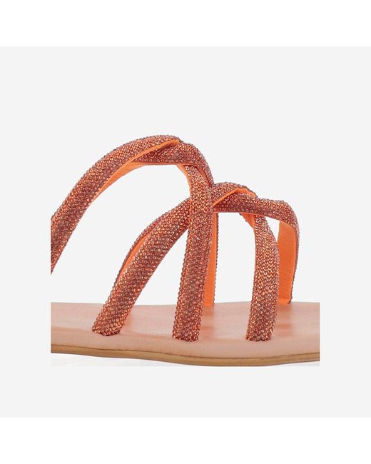 Kima Brown Ledersandalen mit Strasssteinen