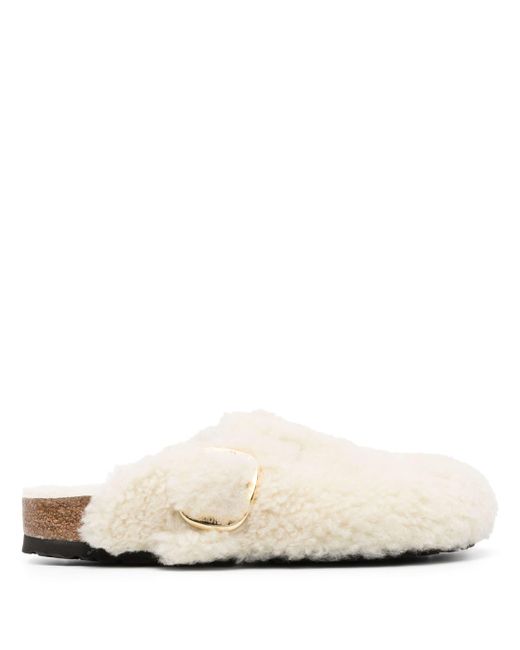 Boston Big Buckle Shearling Teddy Egg Shell Birkenstock de hombre de color White