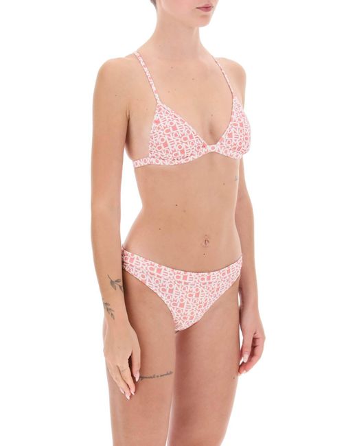 Moncler Pink Bikini -Set mit Logo -Druck