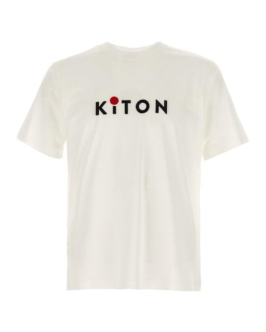 Tシャツ・カットソー KITON Logo embroidery t-shirt White Kiton Logo Embroidery T Shirt in White | Lyst