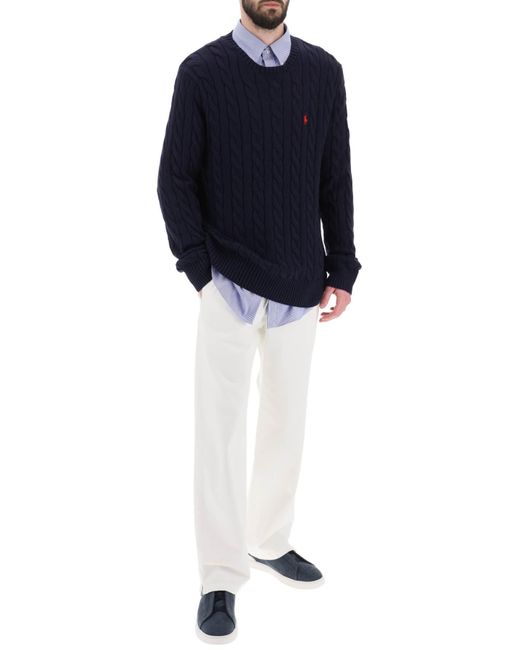 Polo Ralph Lauren Crew -Nackenpullover in Baumwollstrick in Blue für Herren