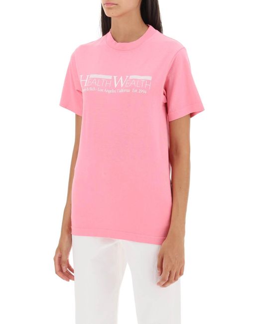 Sporty & Rich Health Wealth 94 T -shirt in het Pink