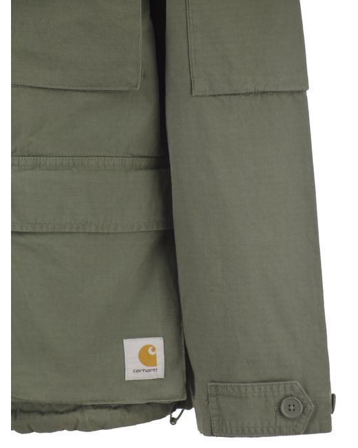 Carhartt Green Cotton Utility Jacket With Cargo Pockets