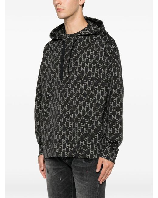 Emporio Armani Black Printed Cotton Hoodie for men