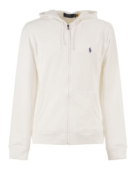 Polo Ralph Lauren White Hooded Terry Cloth Sweatshirt