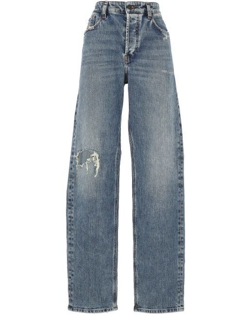 DIESEL Indigo Blue Gescheurde Denim Broek