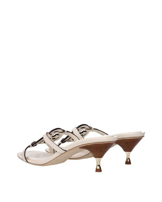 Tory Burch Metallic Sandals Light/Cream Leather
