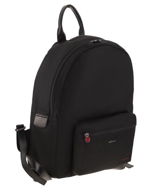 Kiton Black Technical Fabric Backpack With Logo for men
