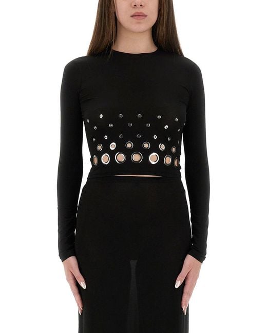 Rabanne Black Rabanne Cropped Top With Eyelets