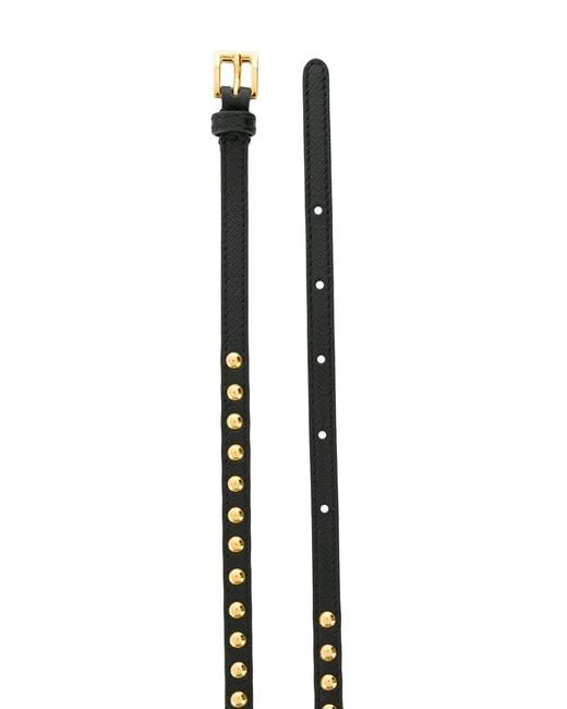Prada White Studded Buckle Belt