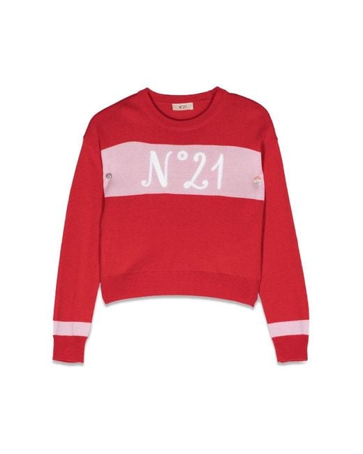 N°21 Red Logo Crew Neck Pullover for men