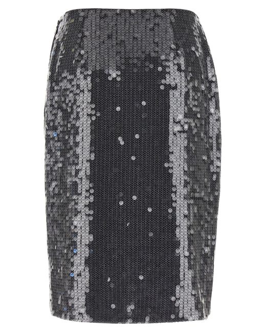 ROTATE BIRGER CHRISTENSEN Gray 'Net Sequin Midi' Skirt