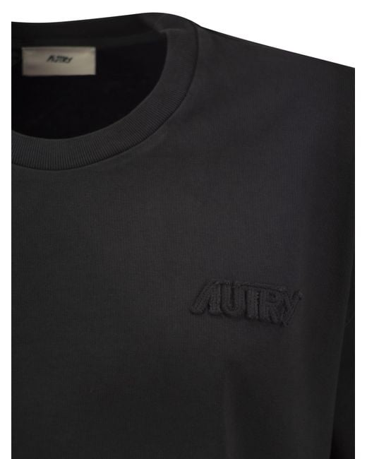 Autry Black Boxy T Shirt With Logo for men