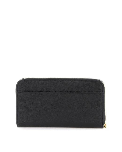 Portafoglio nero in pelle goffrata con scomparti interni di Dolce & Gabbana in Black