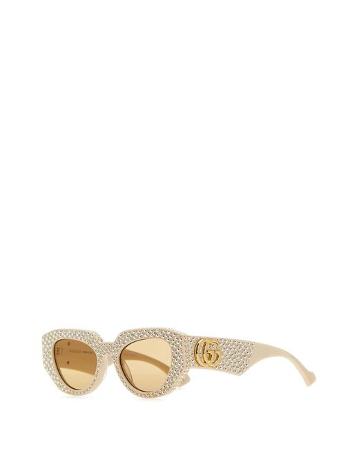Gucci Natural Embellished Acetate Sunglasses