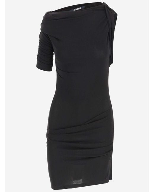 Jacquemus La Mini Robe Drapeado in het Black