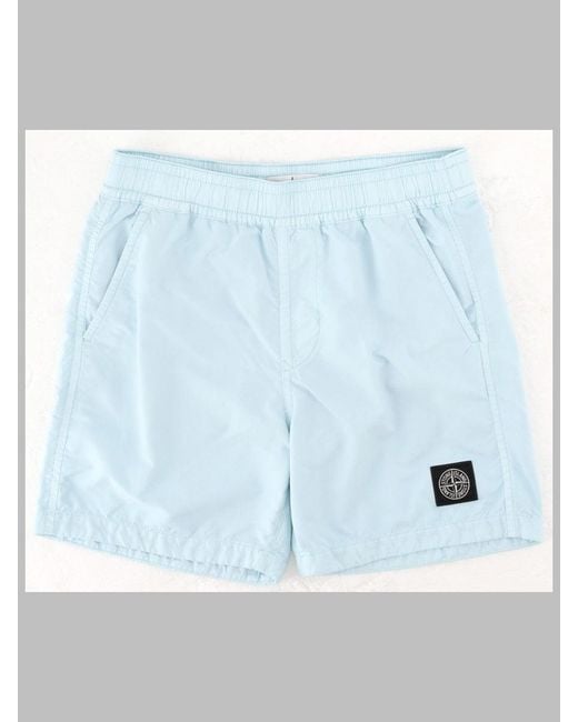 Stone Island Blue Mini Bermuda Shorts For Boys