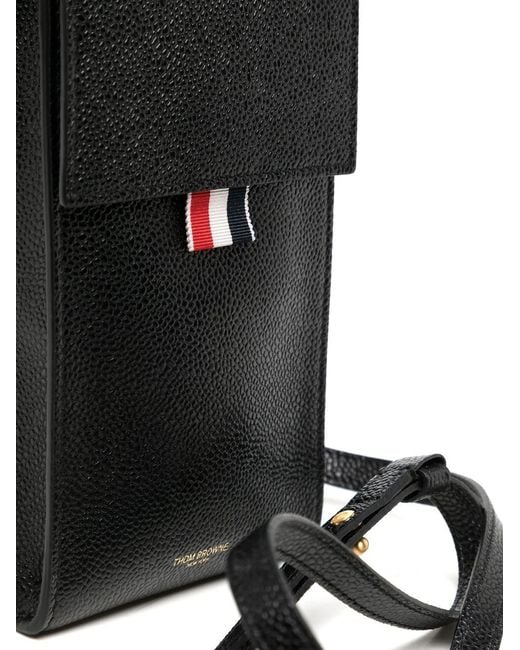 Thom Browne Black Crossbody Phone Holder W/ Flap