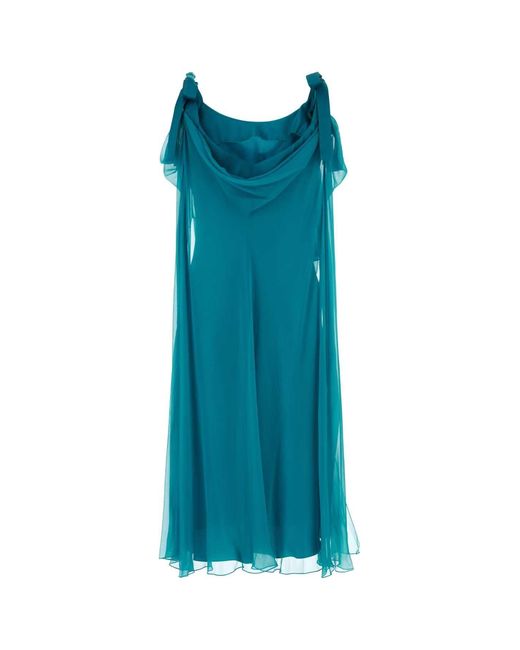 Alberta Ferretti Blue Silk Dress