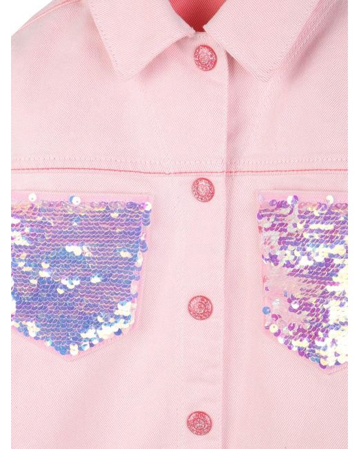 Billieblush Pink Giacchetto Di Jeans Con Paillettes