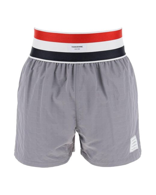 Thom Browne Nylon Bermuda -Shorts mit Gummiband in Rot in Gray für Herren