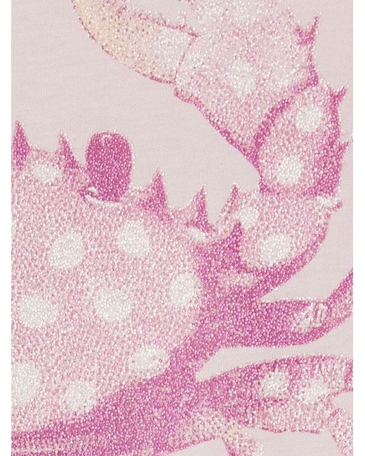 Ganni Pink Printed Cotton T-Shirt