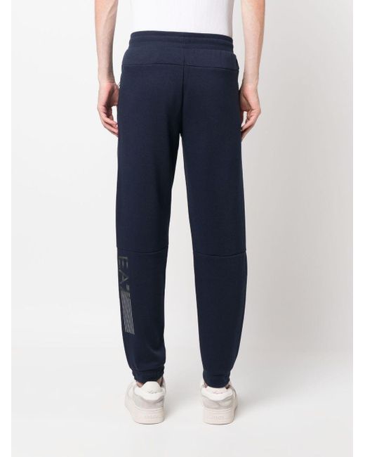 EA7 Blue Logo-print Track Pants for men