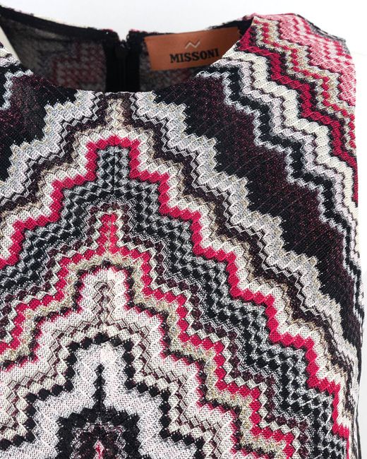 Mini Abito A Trapezio Con Motivo Zig Zag Seghettato Lamé Missoni de color Purple
