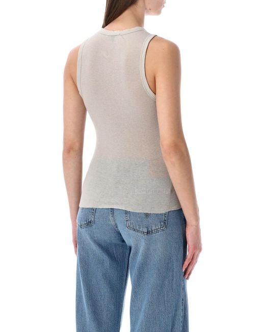 James Perse Blue Cotton And Cashmere Rib Shell Top