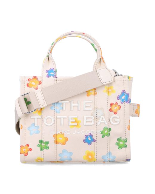 Marc Jacobs White The Daisy Canvas Small Tote Bag