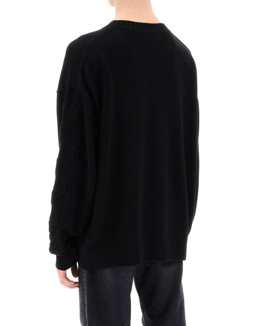 Sweater blanco con motivo diagonal en relieve Off-White c/o Virgil Abloh de hombre de color Black