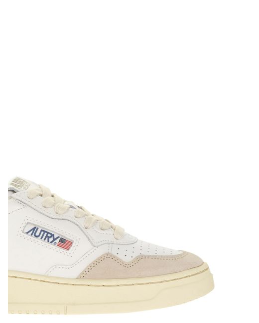 Autry White Medalist Low - Leather And Suede Sneakers