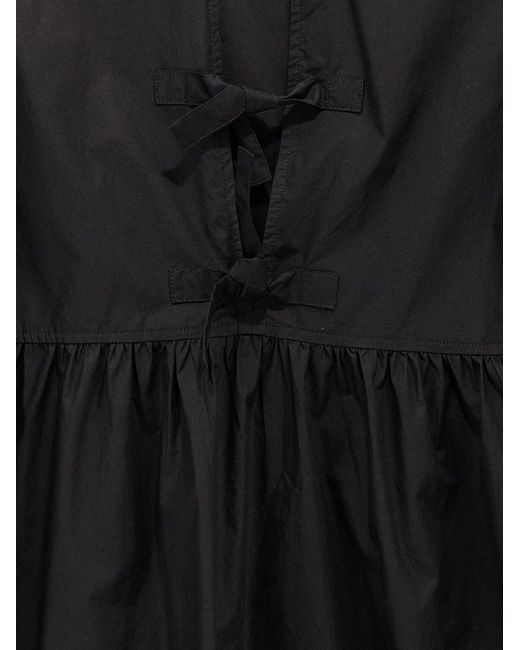 Ganni Knot Poplin -jurk in het Black