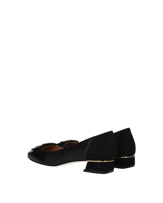 Tory Burch Black Leather Ballet Flats