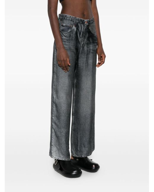 Pierre Louis Mascia Denim Print Zijden Broek in het Gray