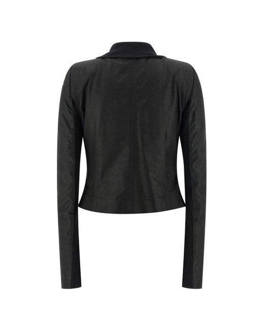 Rick Owens Black Scarf Biker Cropped Leather Jacket