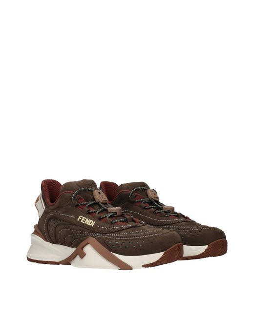 Fendi Brown Flow Sneakers Suede
