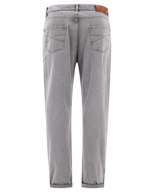 Brunello Cucinelli Grayscale Denim Jeans voor heren
