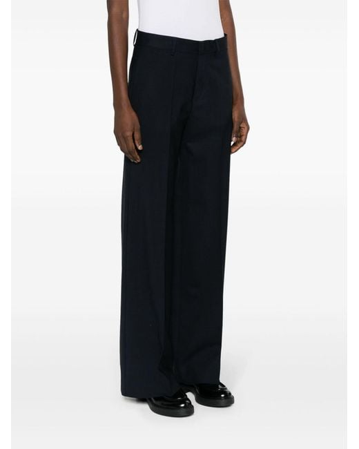 P.A.R.O.S.H. Blue Lillie Pressed-Crease Wide-Leg Pants