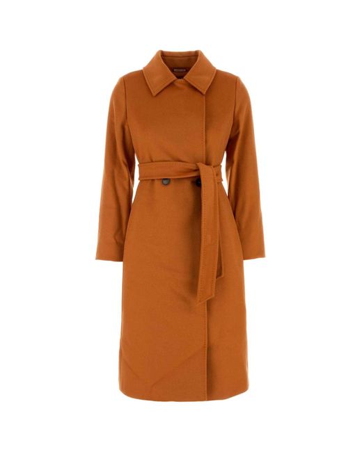 MM STUDIO Orange Wool Bcollag Coat