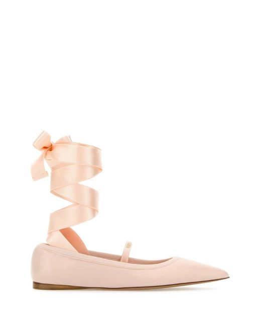 Ferragamo Pink Salvatore Pastel Leather Carice Ballerinas