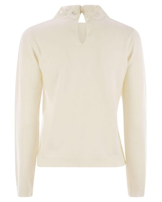 Fabiana Filippi White Platinum Jersey With Macramé Lace