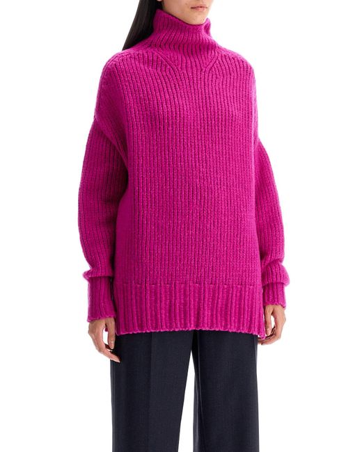 Lanvin Pink High-Neck Wool Sweater