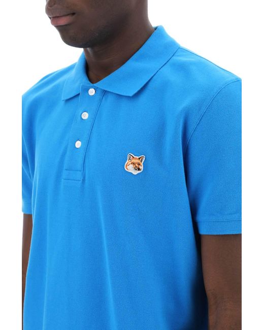 Maison Kitsuné "fox Head Patch Polo Shirt" in het Blue voor heren