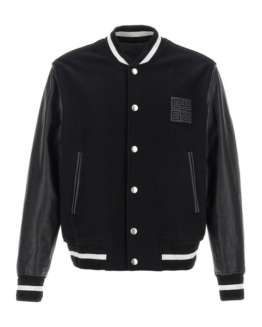 Givenchy Jassen ,Zwart ,Wol 4G Varsity Jacket in het Black voor heren