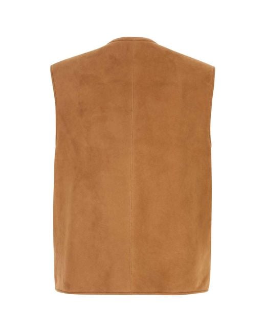 Umit Benan Brown Shearling Vest for men