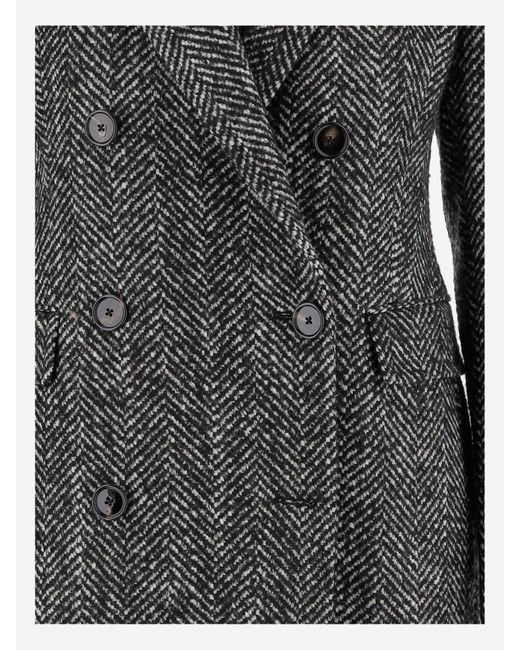 Tagliatore Gray Double Breasted Coat